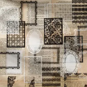 Lace Frame Pattern Sticker, 30pcs/set Vintage Lace Theme Decorative Sticker, DIY Decal For Scrapbooking, Journal Making, Gift Wrapping, Scrapbook Materials, Crafts, Art Stickers