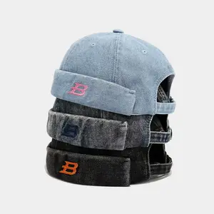 Sports Outdoor Clothing Casual Brimless Hat Brimless Denim Hat Men Women Retro Caps Washed Cowboy Skullcap Fashion Dome Cap Hiking Hat, Head Circumference Adjustable