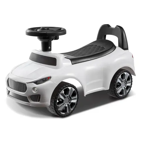 【toolupgrade】VEVOR Series Plastic Toddler Ride-On Push Car with Ride On Wheels, 1-3 Years, Sit-to-Stand Racer Toy, Music Steering Wheel, Anti-Backward Support Bar, Under-Seat Storage, 22kg Capacity, Builds Balance, for Boys & Girls, White