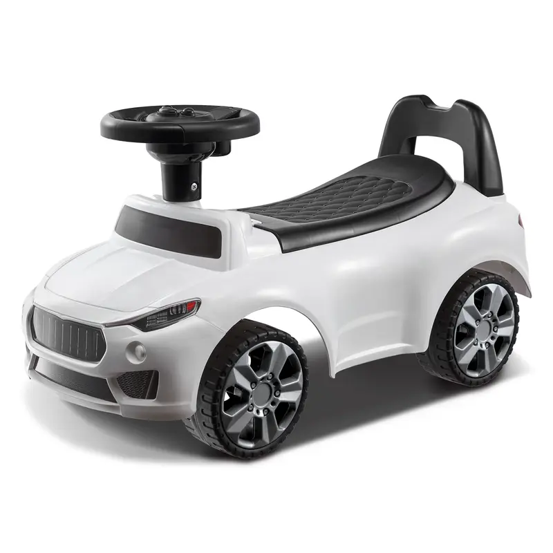 【toolupgrade】VEVOR Series Plastic Toddler Ride-On Push Car with Ride On Wheels, 1-3 Years, Sit-to-Stand Racer Toy, Music Steering Wheel, Anti-Backward Support Bar, Under-Seat Storage, 22kg Capacity, Builds Balance, for Boys & Girls, White