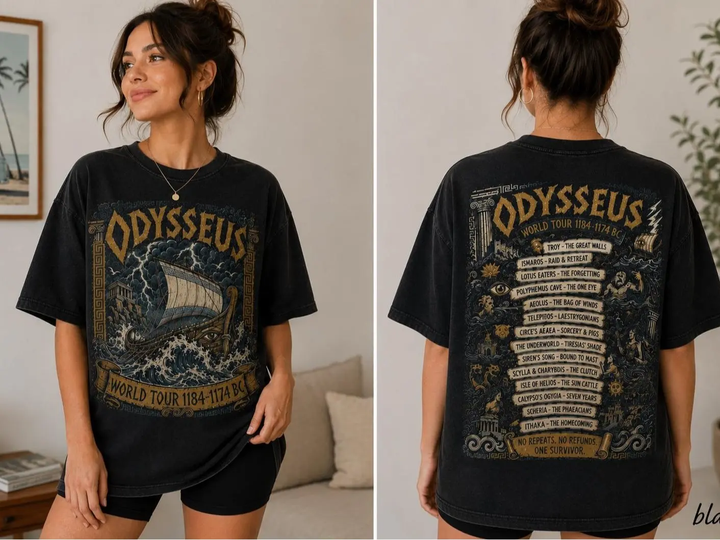 Odysseus World Tour Graphic Tee, Vintage Greek Mythology Shirt