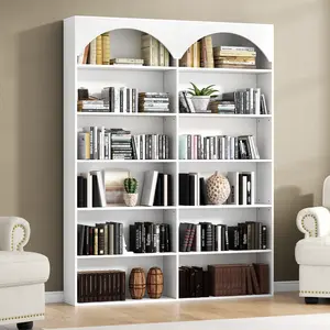 71’’ Tall Bookshelf and Bookcase, 7-Tier Double Wide Bookcase Modern Large Open Display Shelves Furniture Home Storage Organize Design Minimal Interior Aesthetic