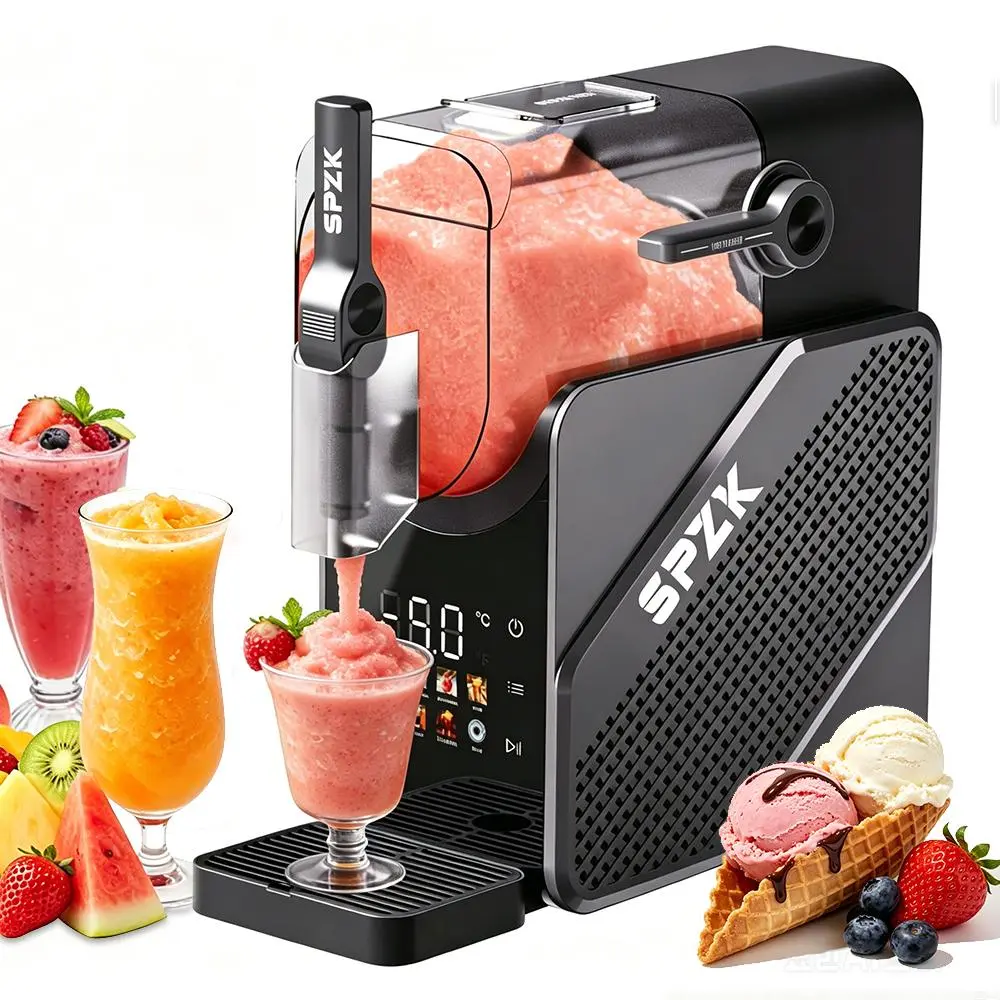 SPZTJK 2-in-1 Multifunctional Frozen Drink Machine, 2.5L Ice Crusher & Ice Cream Maker with 7 Preset Programs for Backyard Parties, Makes Fruit Smoothies, Sorbets, Creamy Milkshakes, Iced Coffee, Frozen Cocktails, No
