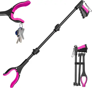 Grabber Reacher Tool 36" Foldable Reacher Grabber with 360° Rotating Jaw, Two Magnets, Lightweight for Seniors in Pink