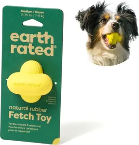Earth Rated Dog Ball Interactive Fetch Toy for Small, Medium, Large Breeds Made with Natural Rubber Yellow
