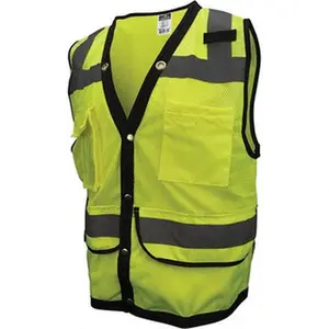 Radians Size S Green Mesh Surveyors High Visibility Vest Polyester, Snap Closure, 8 Pockets, ANSI 107-2015 Type R Class 2 SV59-2ZGD-S