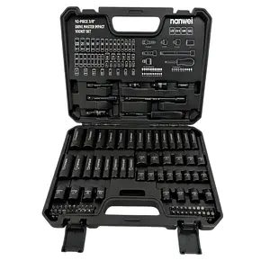 NANWEI 92pcs 3/8-Inch Drive Impact Socket And Ratchet Wrench Set, CR-V 6-Point Metric (8-22mm) & Imperial (5/16-3/4in) Deep/Shallow Sockets, 72T Wrench Handle, E-Shaped Hex Head, Durable for Automotive Repair, Impact Socket Set fathersdaygift