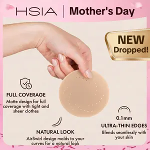 HSIA AirSwirl Breathable Ultra Thin 0.1mm Invisible Food-Grade Silicone Nipple Covers Hypoallergenic Reusable Seamless Pasties for Large Breasts DDD Cup Sweatproof with Travel Box