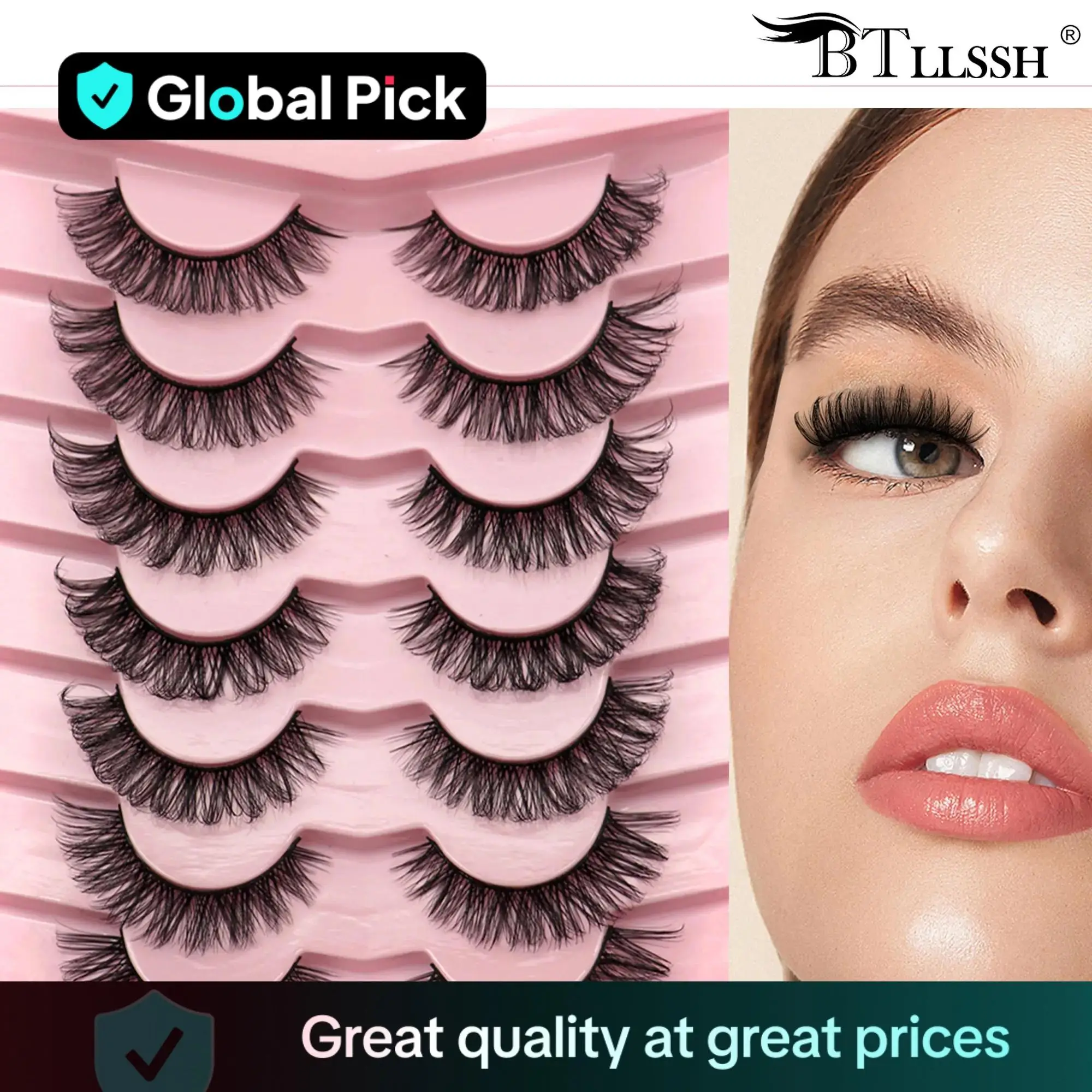 Long Fluffy False Eyelashes, Wispy D Curl Faux Lashes, Eyelash Extensions, Volumized Natural Curling Strip Lashes, Soft and Curl Fake Lashes for Women