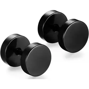Punk Body Piercing Titanium Steel Round Barbell Stud Earrings