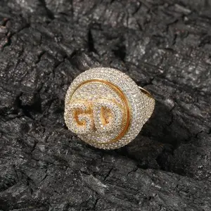 Custom ring with spinning top and custom ring with cubic zirconia flooded