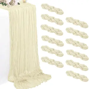 Cheesecloth Table Runner (Beige, 12 count 35*120 Inch)