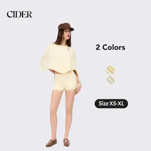 Cider Knit Boat Neck Cloak Top & Lettuce Trim Shorts Set