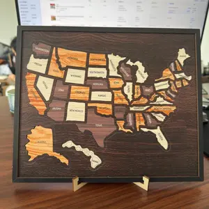 Wooden United States Map Puzzle, Solid Wood Craft, Travel Memory Tracker, Minimalist Wall Art, Educational Geography Toy, Cozy Home & Room Decor, Family Game Gift For All Ages
