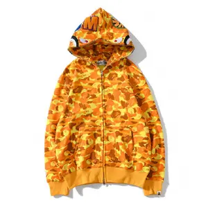 3D printing cross-border European and American new fashion brand shark clothing camouflage printing men and women couples all-match wholesale zipper to the end