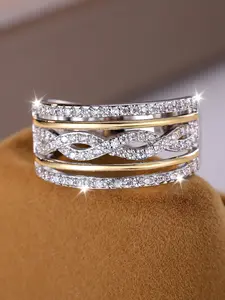 Multi-layer Infinity Rings - Fashion Retro Engagement Rings for Women & Girls, Synthetic Zirconia Inlay Stackable Rings, Perfect for Weddings & Daily Wear Valentine's Day Gift