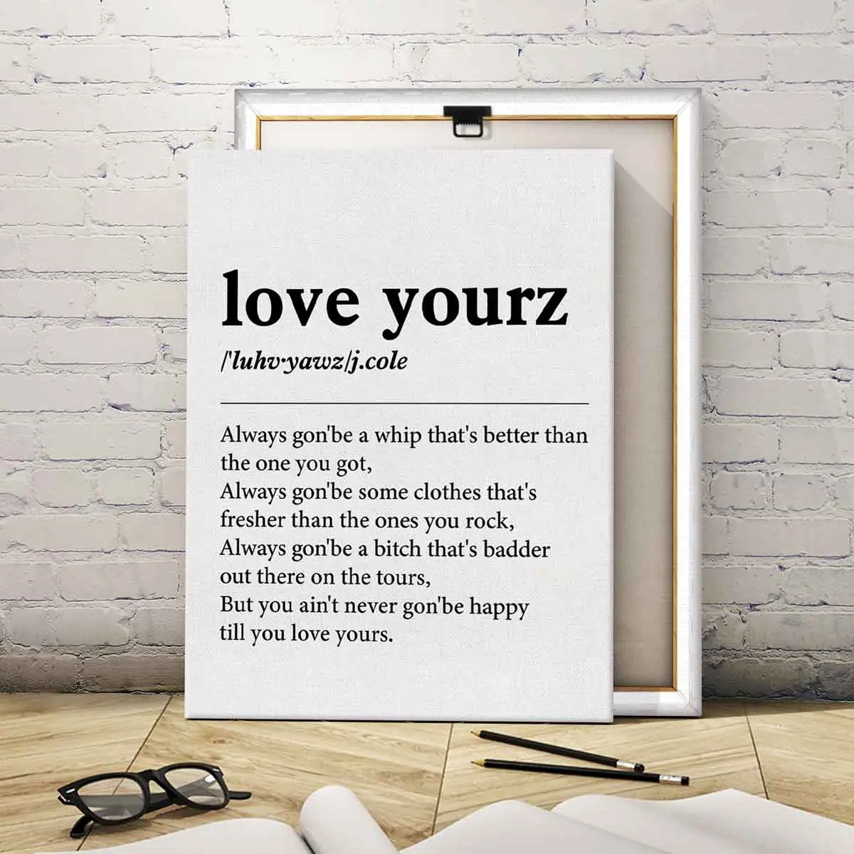 Love Yourz Theme Canvas Poster, Modern Art Design Living Room Decor, Modern Home Decoration, High-Definition Waterproof Bedroom Wall Art, Ideal Hallway Decoration