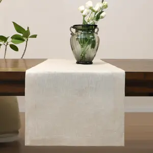 Table Runner 36 Inches Long, 100% Natural Table Small Runner for Coffee Table Dining Dresser Fall Thanksgiving Christmas New Year(Natural,14x36)