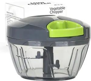 Ourokhome Manual Food Processor Vegetable Chopper, Portable Hand Pull String Garlic Mincer Onion Cutter for Veggies, Ginger, Fruits, Nuts, Herbs, Etc., 500Ml, Grey OURAD008G