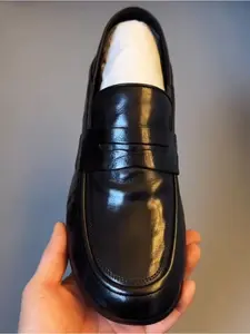 Men's Glossy Loafers, Business Casual Loafers, Casual Microfiber Shoes, Comfortable Walking, Perfect for Office & Leisure, Easy Slip-On Design