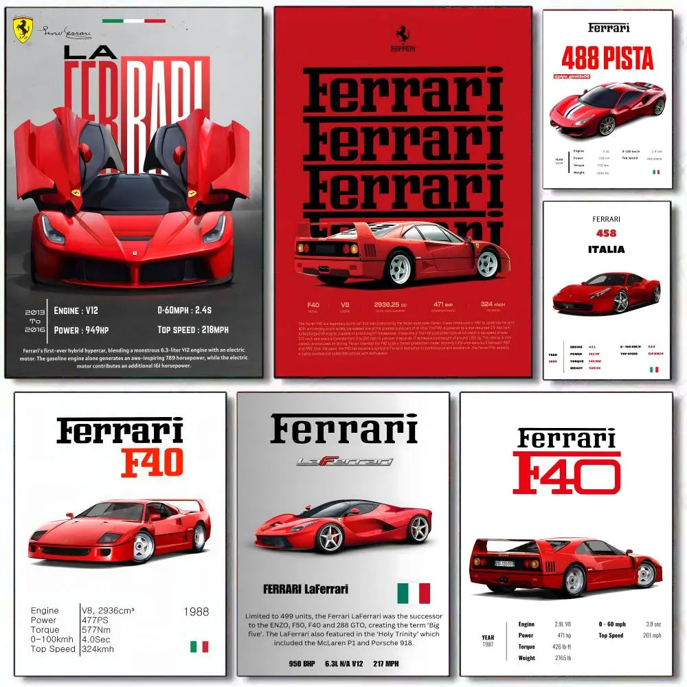 Classic Italian red luxury sports car Poster HD Waterproof Self ...