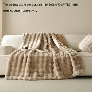 Fluffy Faux Rabbit Fur Throw Blanket for Couch, Soft Comfy Blanket, Soft Luxury Bubble Double Sided Plush Blanket, Cozy Chic Blanket, Cozy Thick Warm Fuzzy Decorative Blanket for Bed Chair Sofa Living Room