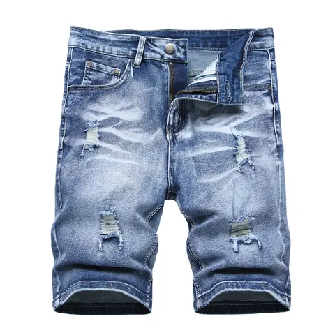 JUNBAOSS Men's Slim Fit Stretch Denim Shorts Ripped Skinny Jean Shorts for Men, Distressed Fashion Straight Comfort Flex Waist Short Denim Jean, Menswear Classic Street Style Cotton Fabric Jean Natural Hipster Personalized Stylish Jeans with Pockets summe