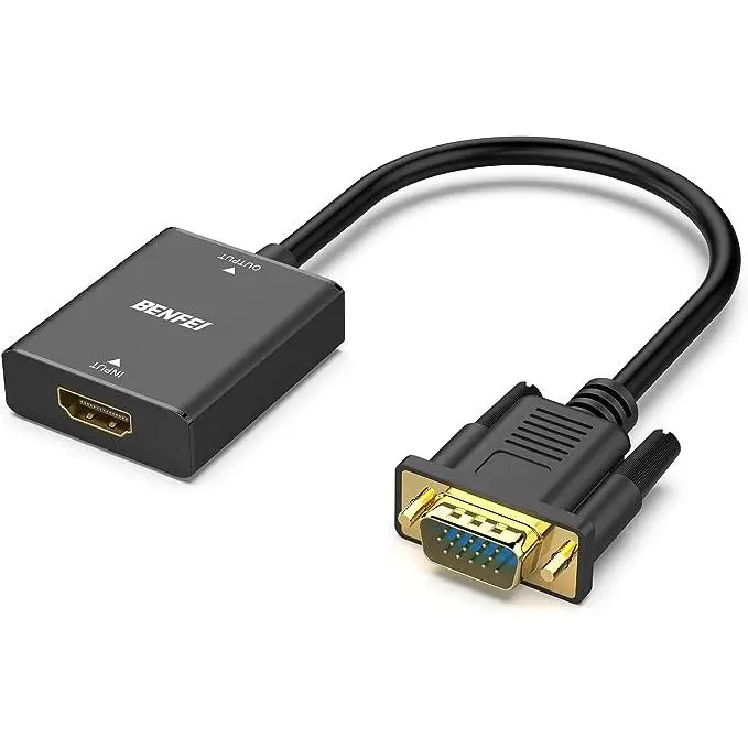 BENFEI HDMI to VGA, Uni-Directional HDMI Computer to VGA Monitor Adapter (Female to Male) with 3.5mm Audio Jack Compatible with TV Stick, Computer, Desktop, Laptop, PC, Monitor, Projector, Roku, Xbox