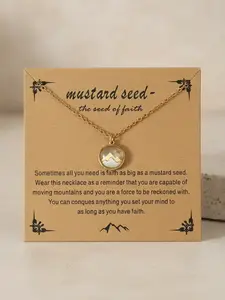 Mustard Seed & Mountain Design Pendant Necklace, Charms Necklace, Fashion Jewelry for Party, Daily Clothing Decor, Trendy All-match & Exquisite Jewelry for Birthday Gift