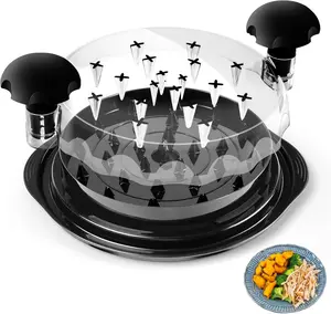 10'' Pro Chicken Shredder Tool, Large Twist Meat Shredder for Chicken Breast, BPA-Free Kitchen Gadget with Anti-Slip Strip, Ergonomic Handle, Visible Design & Cleaning Brush