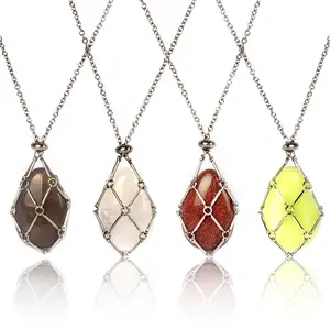 10pcs Random Hand Woven Chain Net Necklace Crystal Tumble Necklace
