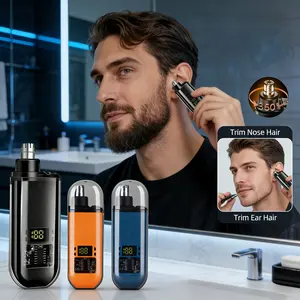 2026 Professional Painless Ear & Nose Hair Trimmer Rechargeable All-in-One Grooming Tool for Men Women IPX7 Waterproof Dual-Edge Blades for Facial Ear Eyebrow Hair Care