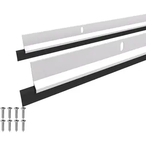 Door Sweep Door Threshold Sweeper for Interior & Exterior Door Bottom, Dust Bug Storm Weatherproof Sealing Stripping, Aluminum and Vinyl, 36in, White, 2Pack
