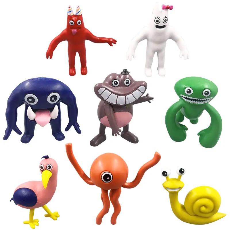 Garten of Banban 8-Style Monster Minifigures Set, Cartoon Game Character Anthropomorphic Models, Screen-Free Small Decorative Collectible Action Figures, Desktop Ornament Toy Gift