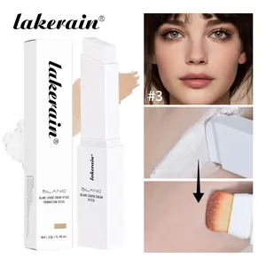 Longlasting Matte Blanc Cover Cream Stick, Color-Changing Foundation, Concealer Foundation Hybrid, Self-Adjusting Color, Medium to Full Coverage, No Greasy, Lightweight Smooth Texture, Matte Makeup Finish, Dual-Ended with Detachable Brush, Base Makeup
