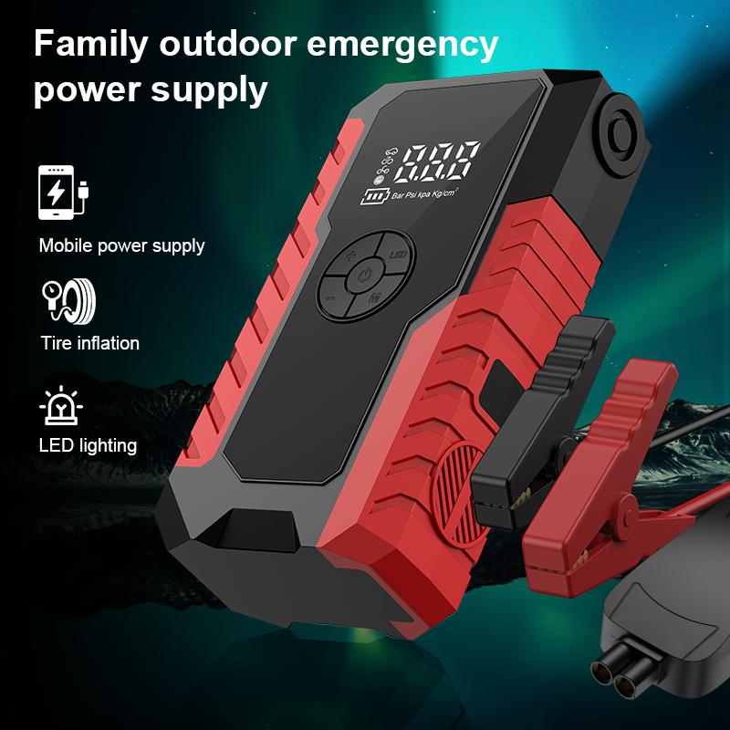 10000mAh Portable Jump Starter with Air Compressor 150PSI 12V Car Battery Jump Box for 8L Gas & 6.5L Diesel Engines Wireless Safe Clamps for Easy Use