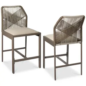 Best Choice Products Set of 2 Indoor Outdoor Counter Height Barstools w/ All-Weather Rope & Aluminum