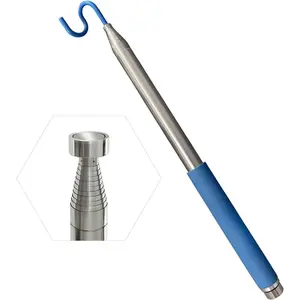 10 FT Telescoping Pickup Tool Magnetic Pole with Hook, Telescopic Push Pull Rod Wire Reacher Grabber Disc Golf retriever, Telescopic Magnetic Pick-Up Tool