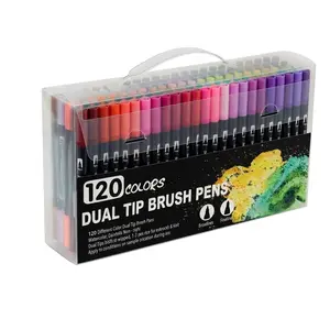 12-120 Colors Dual Tip Art Markers Set, Professional Alcohol Based Brush & Chisel Pens for Sketching, Adult Coloring, Illustration & School Supplies Watercolor Pen,    markers for coloring