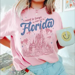 Youth and Adult I Need to Forget So Take Me to Florida Shirt, Magical Theme Park Vacation Tee, Family Trip Graphic T Shirt, Cute Vacation Outfit for Women and Girls, Matching Family Travel Tee