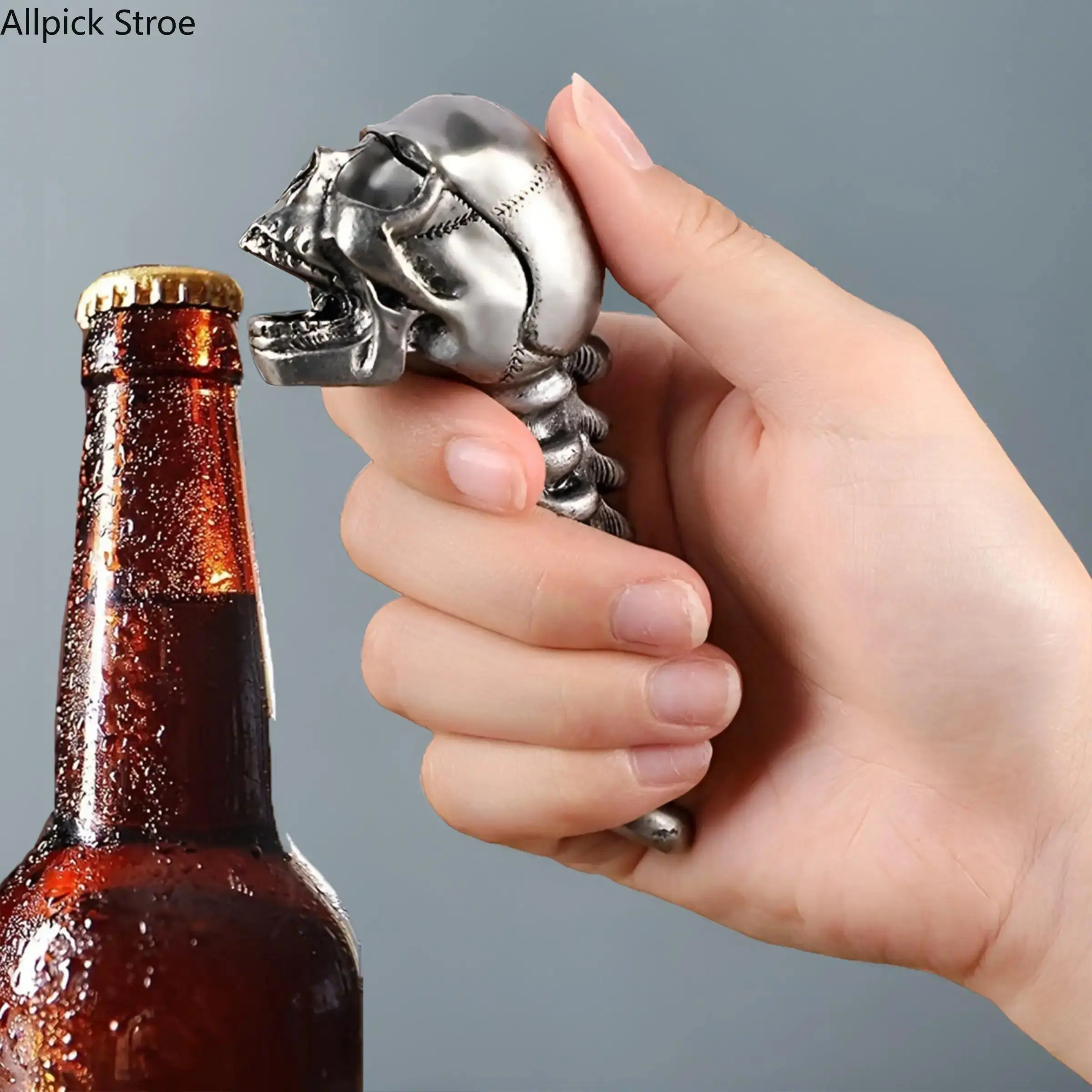 Skull Bottle Opener & Corkscrew Tool, Gothic Bar Accessory with Creative Skull Design, Portable Multi-Function Can Opener for Home Bar, Kitchen, Parties and Man Cave Decor, Unique Gift for Beer Lovers, Bartenders and Collectors