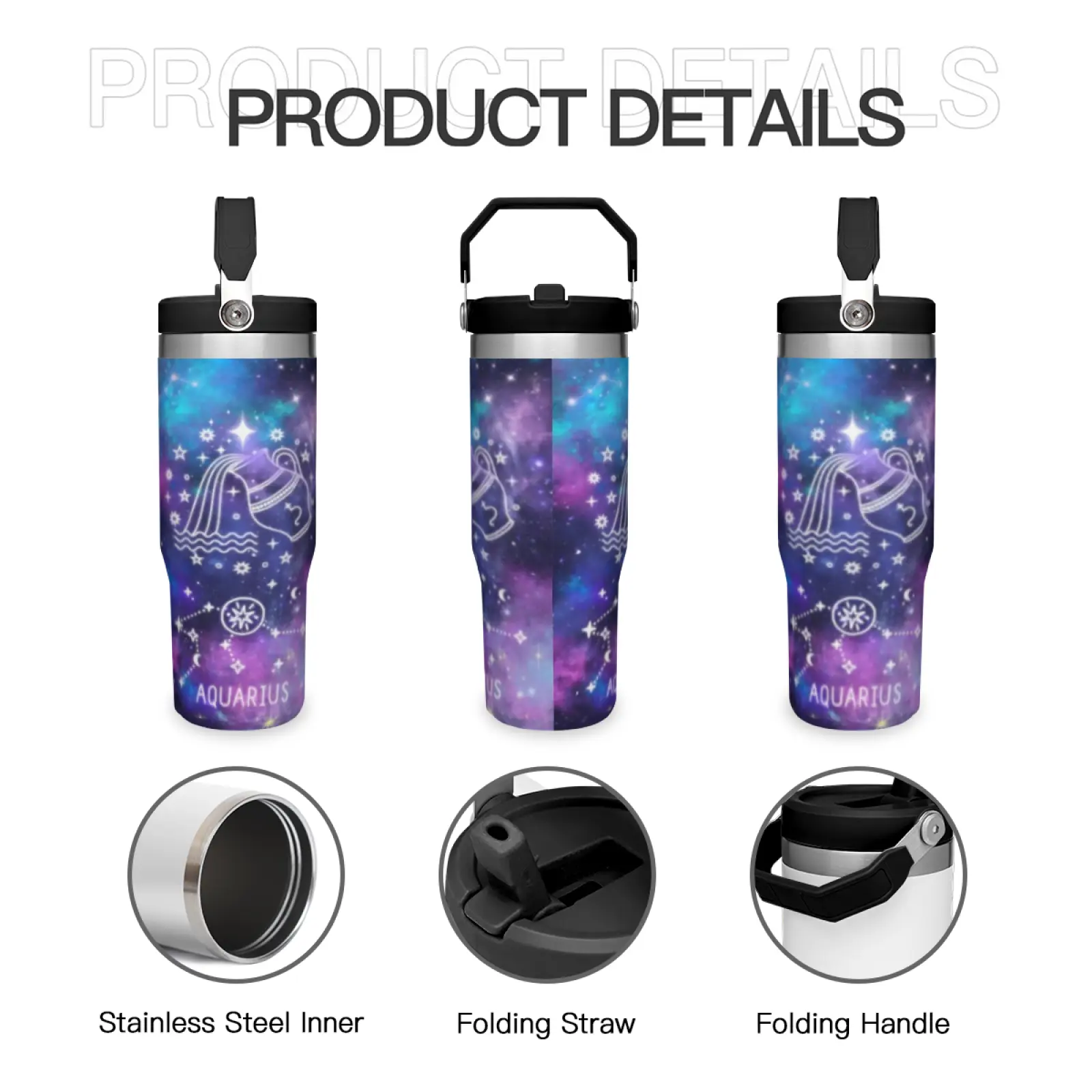 This 30-ounce stainless steel thermos features a constellation theme, a handle, a straw, and a leak-proof lid, making it the perfect gift for astrology enthusiasts and constellation lovers