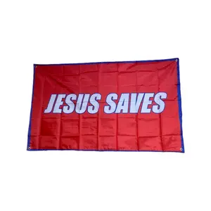Jesus Saves Flag - 3x5 Feet Christian Dorm Room Accessory for Indoor Use Only