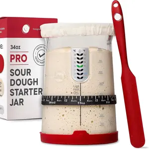 Pro Sourdough Bread Starter Kit - 34 oz Large Capacity Sourdough Starter Jar with 5  features for the  sour dough bread & sourdough starter kit - sourdough supplies (KA06)