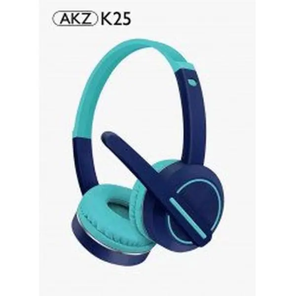 Kik_Compact Hi-Fi Audio Bluetooth Wireless Extendable Headphone Headset with Built in Mic and FM Radio for Universal Cell Phone And Bluetooth Device AKZK25 (Green Blue)