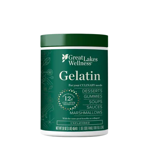 Great Lakes Wellness Beef Gelatin Powder for Culinary Needs - Perfect for Gummies, Marshmallows, Desserts and more - Unflavored - Grass-Fed, Kosher, Keto, Non-GMO 16 oz
