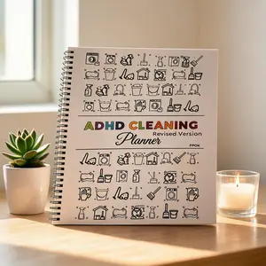 ADHD-Friendly Editable Cleaning Planner – A4 Notebook with Daily Weekly Monthly Schedules & Checklists, Home Office Accessory for Kitchen Tasks, Household Organizer to Stay on Track