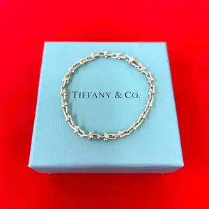 Pre-owned Tiffany & Co. Sterling Silver 925 (Ag925) Small Leather Goods HardWear Micro Link Silver Bracelet