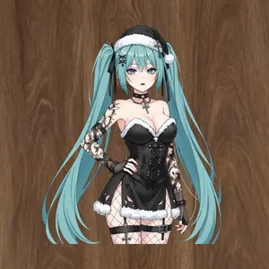 Hatsune Miku Waifu Santa Sticker – Gothic Idol Anime Vinyl Sticker Waterproof - , Anime Decals For Laptop Phone Notebook Skateboard