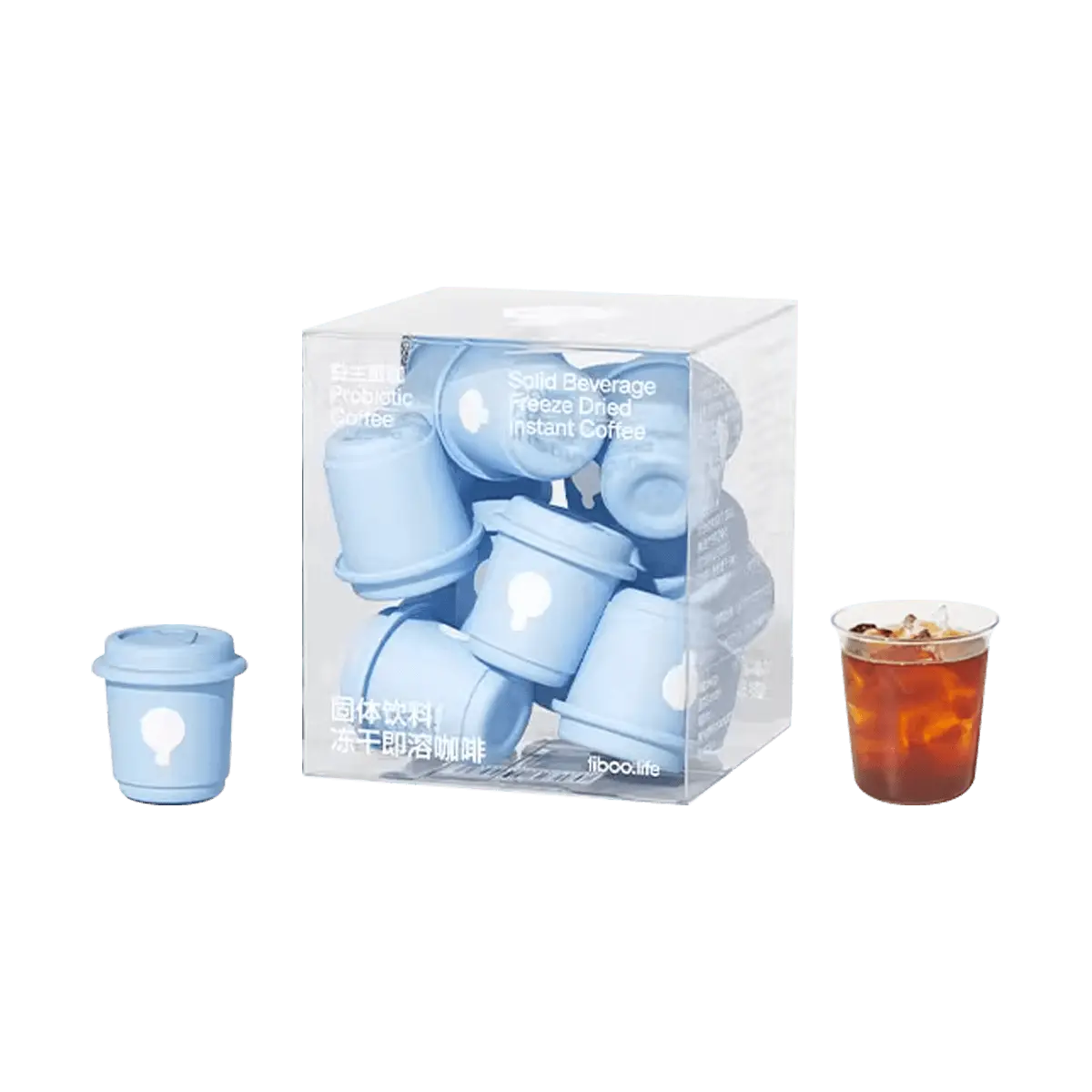FIBOO Probiotic Coffee Alkaline Black Iced Americano Instant Drink 4g x 10 Cups 200 Billion Active Cultures Sugar-Free